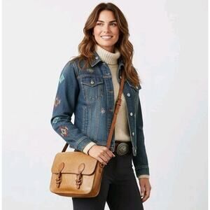 Lauren Ralph Lauren Tate Leather Crossbody Distress Equestrian Buckle Southwest